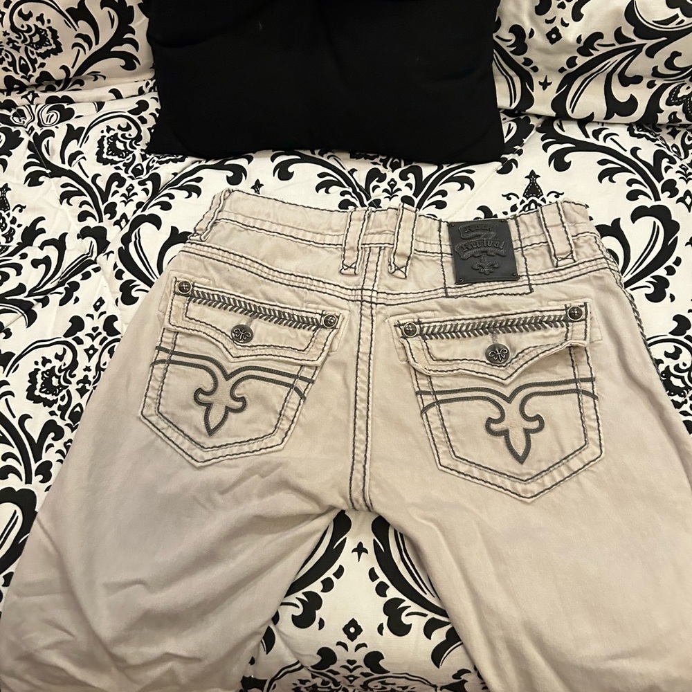 Rock Revival Beige Bootcut Jeans Men’s - Picture 2 of 4